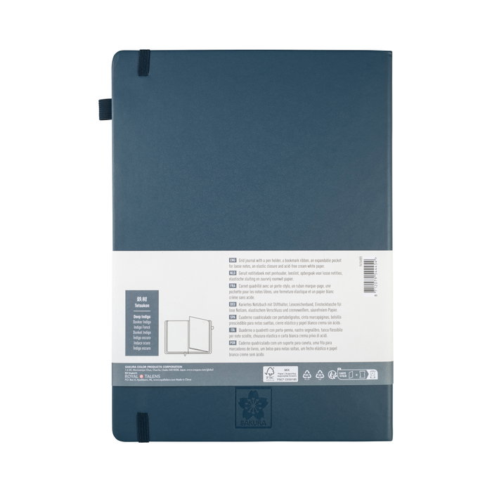 Sakura Cuaderno de tapa dura, papel cuadriculado, A4, Índigo Oscuro